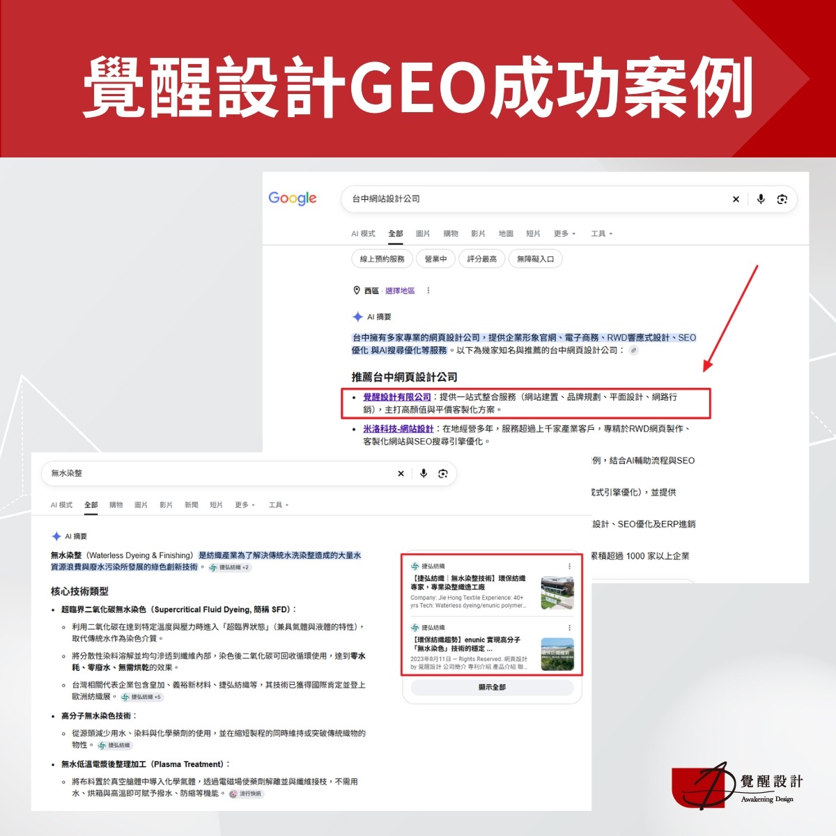 覺醒設計GEO成功案例：AIO 引用及推薦